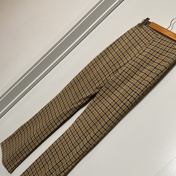 UO Cara Pants Women XS Yellow Black Plaid Kick Flare Knit Crop Stretchy Comfy - Picture 13 of 16